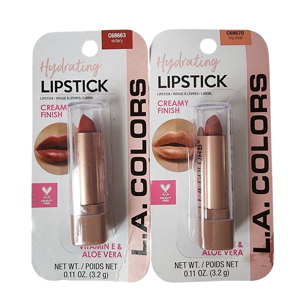 L.A. Colors Hydrating Lipstick Lot Of 2 Creamy Finish Victory Big Deal New